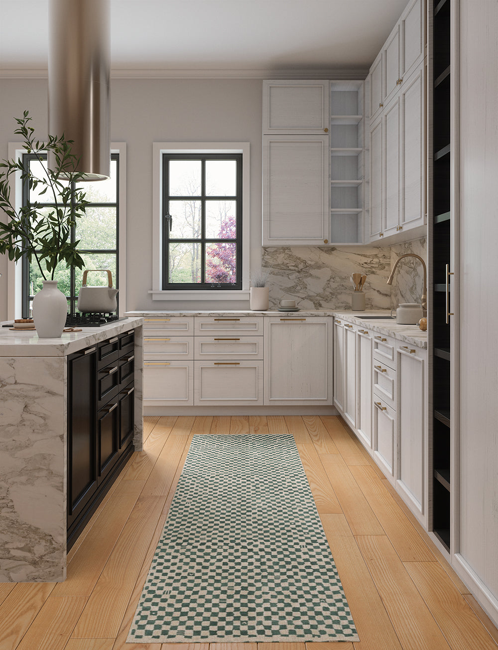 Metro Checkered Slate Green Rug
